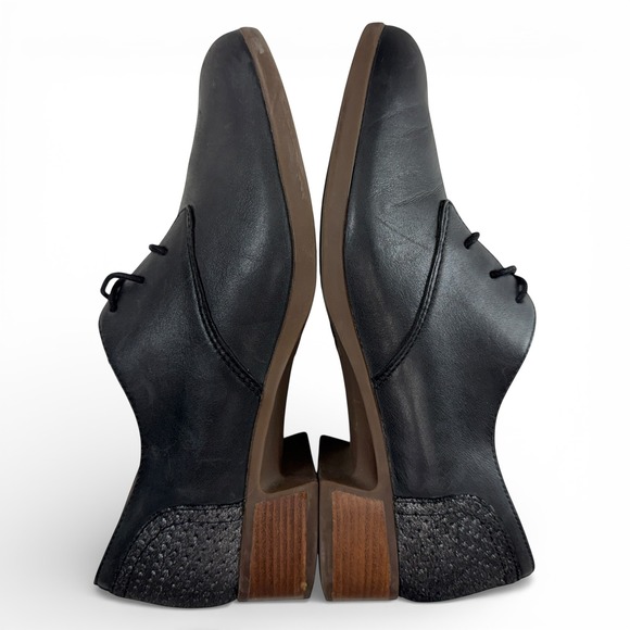 Dansko Louis Lace Up Oxford Shoes Size 40 / 9.5 Gray Leather Metallic Block Heel - Picture 8 of 10